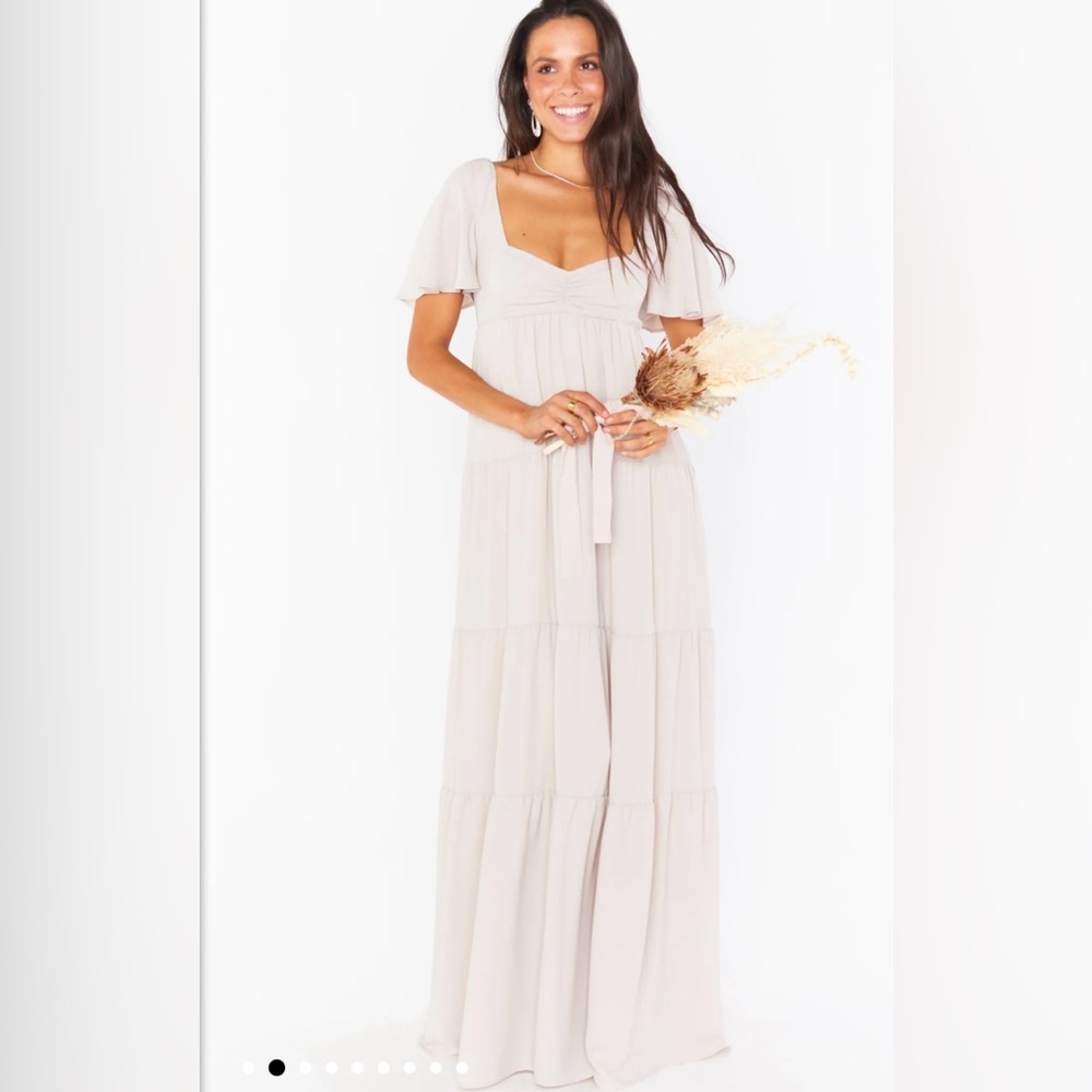 NWT- Show Me Your Mumu- Nicole Maxi Dress - Soft Chiffon Beige- Size L